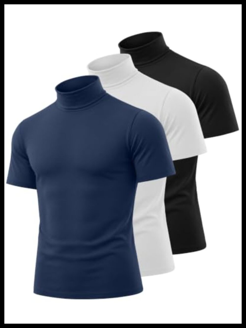 Turtleneck Short Sleeve T-Shirt 3 Pack Cotton Blend Men's Undershirt